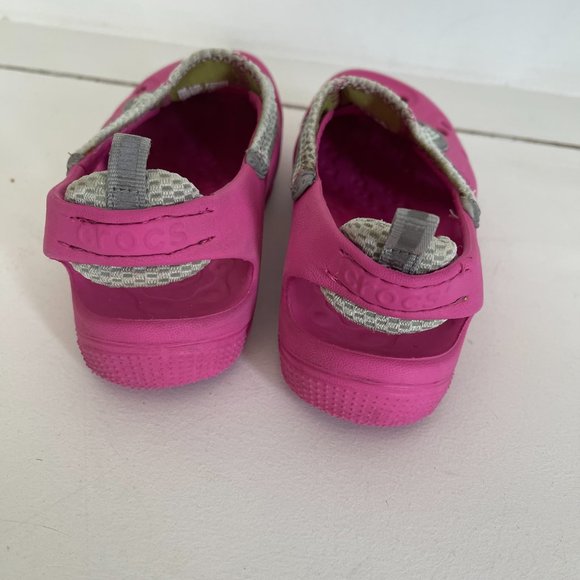 Crocs Micah II Slip On Shoes Pink Sandals Stretch Kids Size J13 - Picture 4 of 5